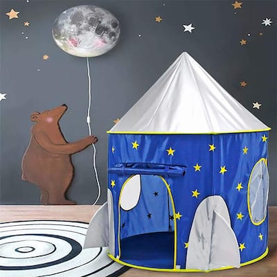 Rocket Ship Play Tent for Kids Indoor Pop Up Playhouse Tent for Child