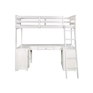 ACME Ambar Loft Bed with Chest Desk & Bookcase in Light Gray