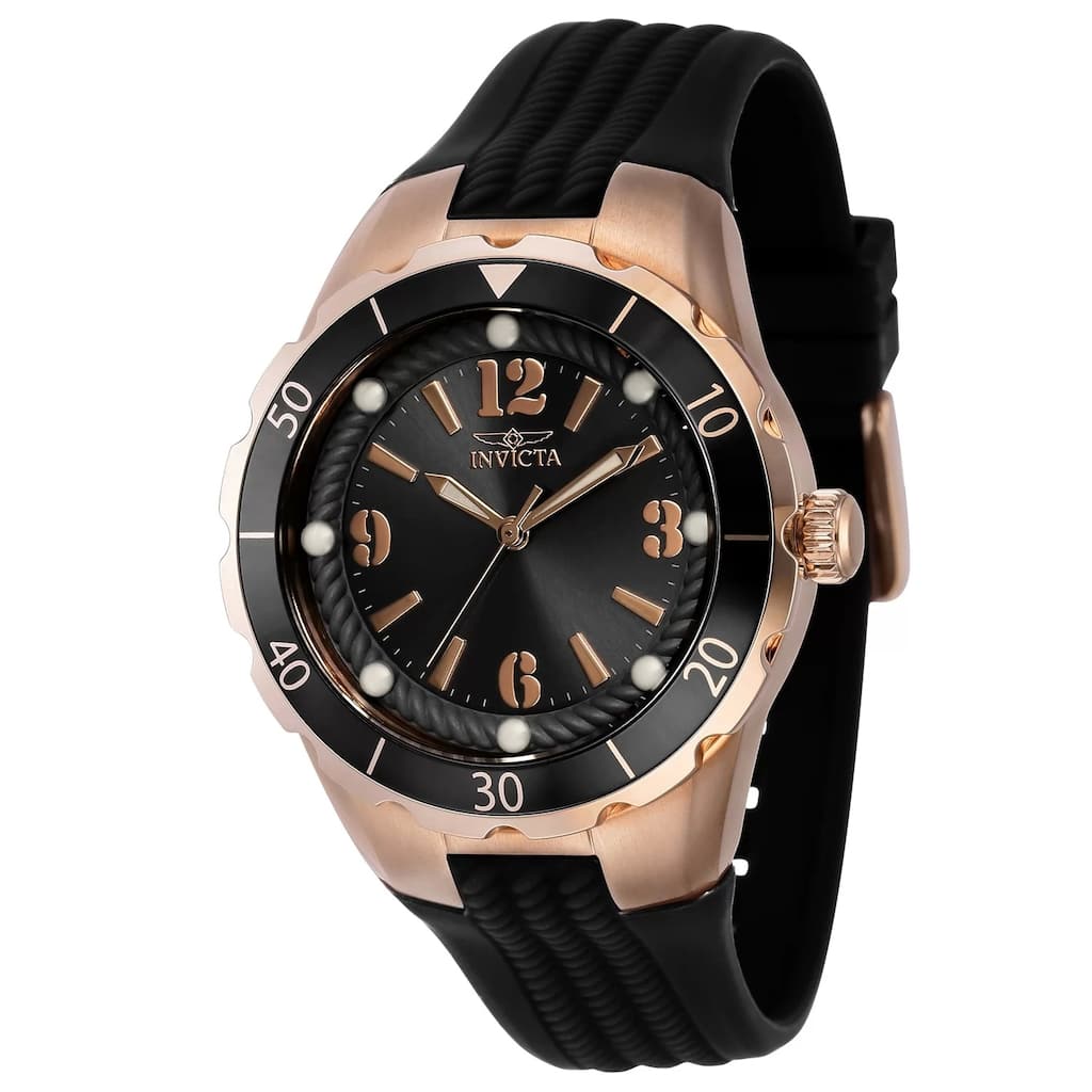 Invicta Women's 40313 Angel Quartz 3 Hand Black Dial Watch