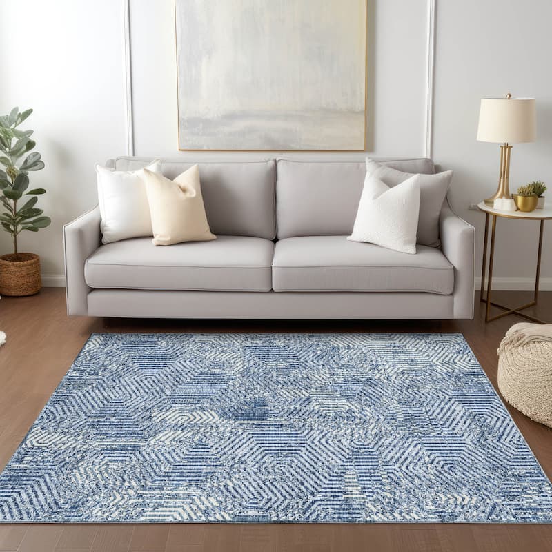Machine Washable Indoor/ Outdoor Chantille Contemporary Maze Rug