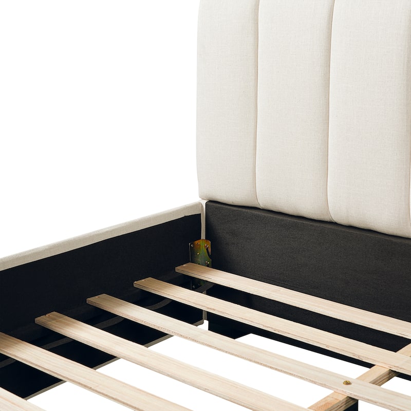 Christopher Knight Home - Elowen Modern Upholstered Bed Frame with Thick Padded Headboard