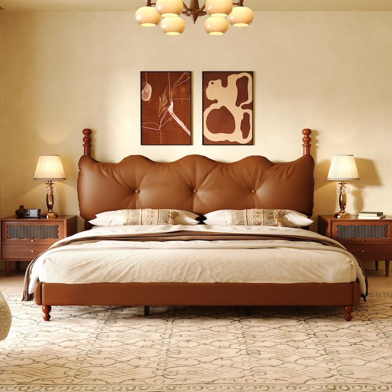 Calka Luxury Upholstered PU Leather Bed by Christopher Knight Home