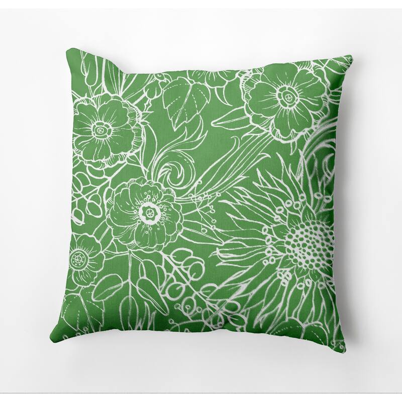 20 x 20 Inch Zentangle 4 Floral Print Outdoor Pillow