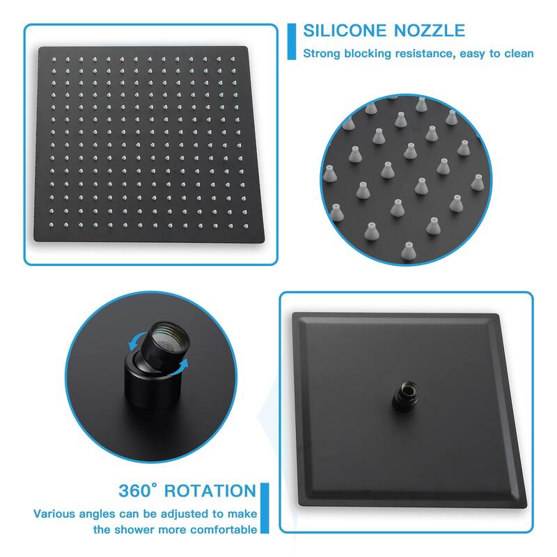 Topcraft 12-inch Ceiling Mount Square Shower System with Rough-in Valve - 12*12