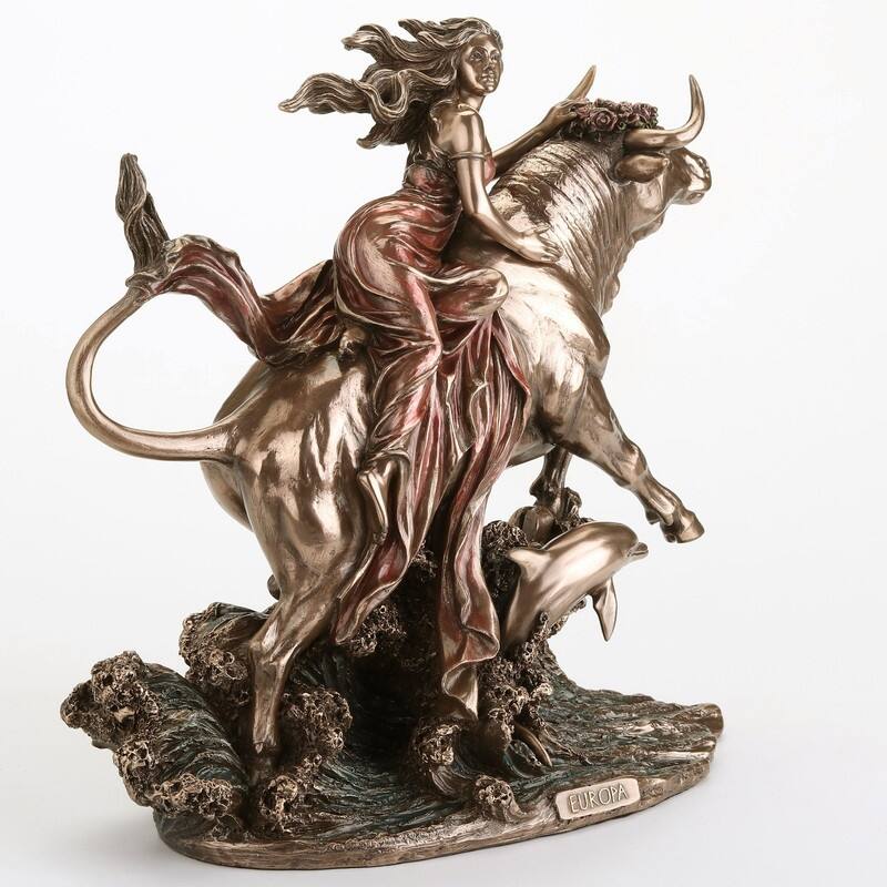 9.45 inches Width Cold Cast Bronze the Abduction of Europa Bronze Finish Figurine
