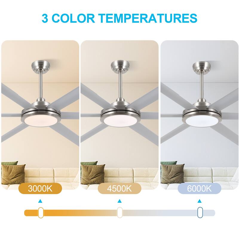 MLiAN 80 In. 6 Aluminium Blades Indoor Ceiling Fan with Light Kit and Remote - 80"