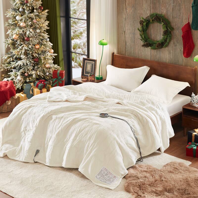 Beautyrest Solid Microlight to Berber Heated Blanket - Twin - Ivory