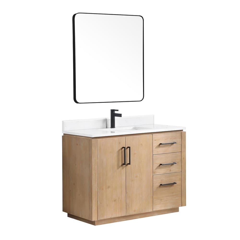 San Single Bath Vanity with Composite Stone Top and Mirror