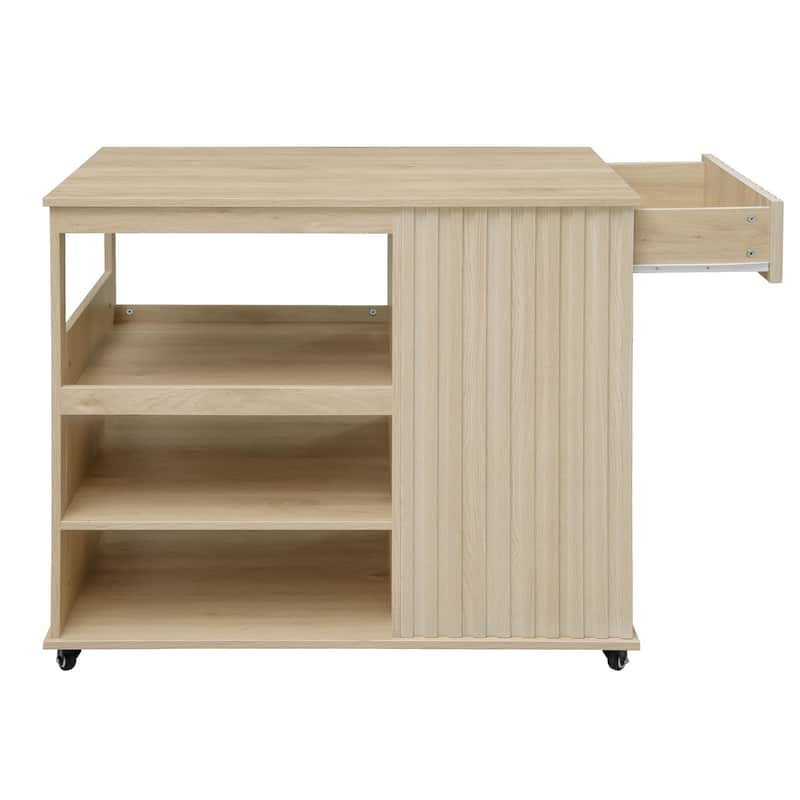Kitchen Island Rolling Serving Utility Cart with Storage Drawer, Wine Rack and Lockable Casters, Kitchen Cart for Kitchen, Bar