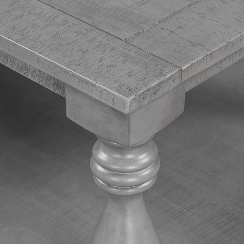 2-Tier Storage Coffee Tables with Vase Column Legs,Antique Wood Coffee Table Farmhouse 45" Rectangular Center Table