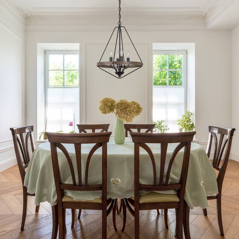 Modern Farmhouse 4-Light Lantern Chandelier Cage Pendant for Kitchen Island Dining Room - W 16" x H 20"