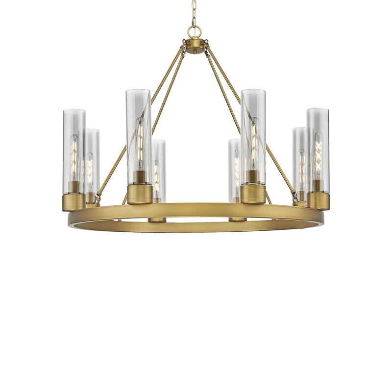 Innovations Lighting 617-8CR-28-36 Boreas Chandelier Boreas 8 Light - Brushed Brass / Light Smoke