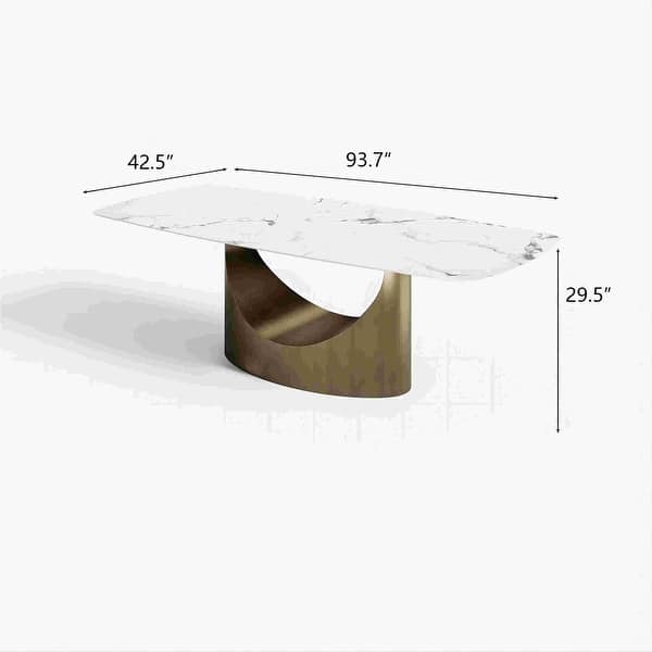Modern Glam Rectangle Sintered Stone Dining Table Marble TOP and Gold ...