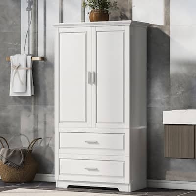 Tall Bathroom Storage Cabinet with Adjustable Shelf,2 Doors and Drawers