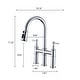 preview thumbnail 12 of 20, Transitional Bridge Kitchen Faucet with Pull-Down Sprayhead, Double Handle Kitchen Sink Faucet