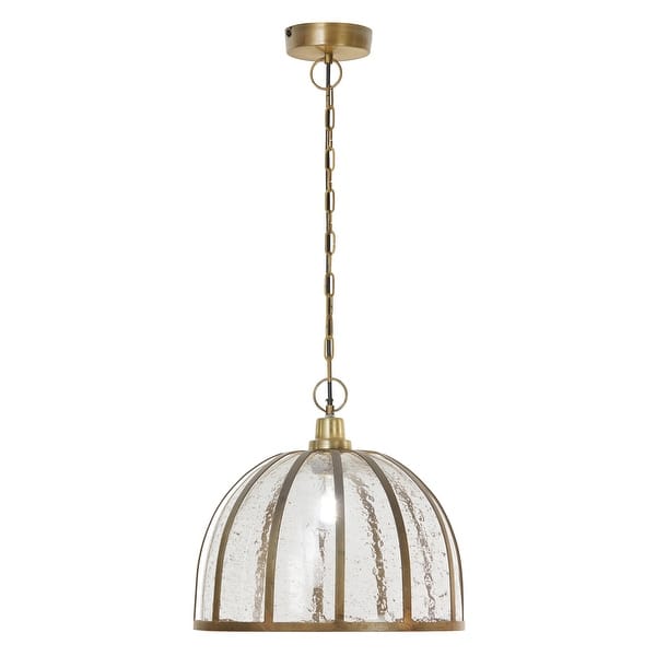 slide 2 of 12, River of Goods Hayden Brass and Seeded Glass and Metal Pendant Light with Adjustable Hanging Cord 14.5" x 14.5" x 13.5/68.5" - Brass/Clear