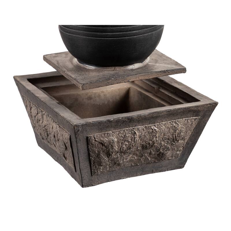 35 in. Ridged Globe Fountain with Planter Shelf