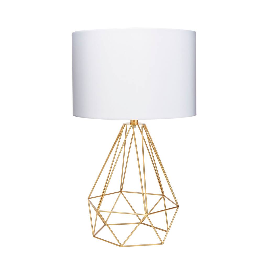 Celeste 26” Gold Wire Geometric Table Lamp with Drum Shade