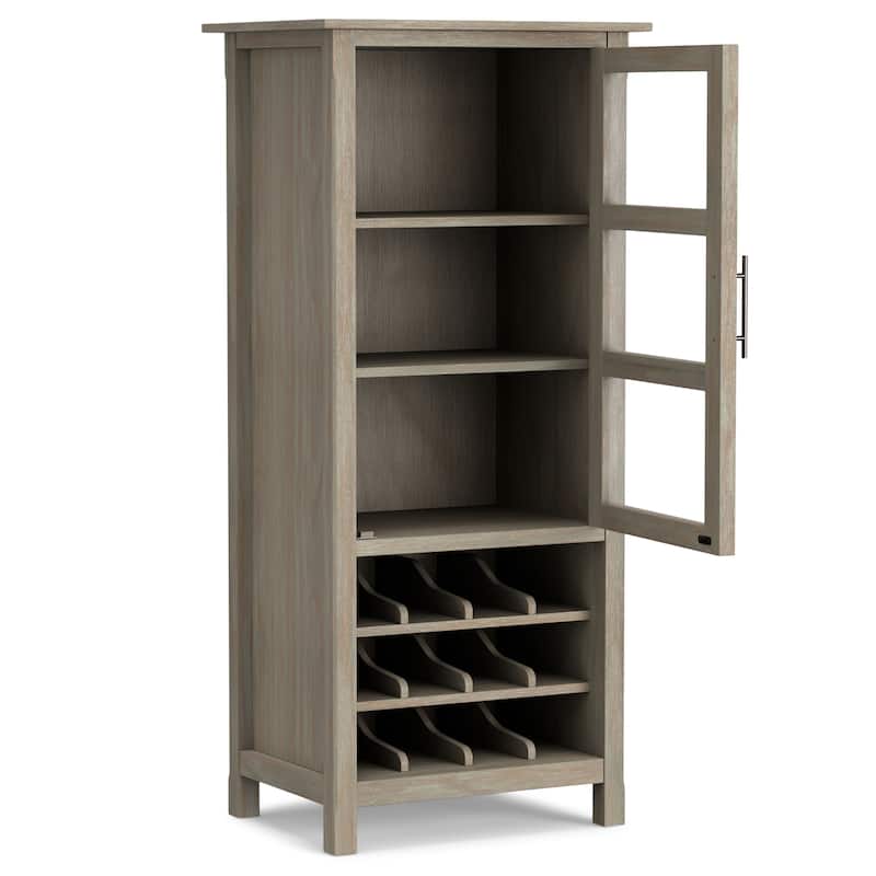 WYNDENHALL Franklin 12-Bottle SOLID WOOD 22 inch Wide Contemporary High Storage Wine Rack Cabinet - 22 W x 17 D x 50 H