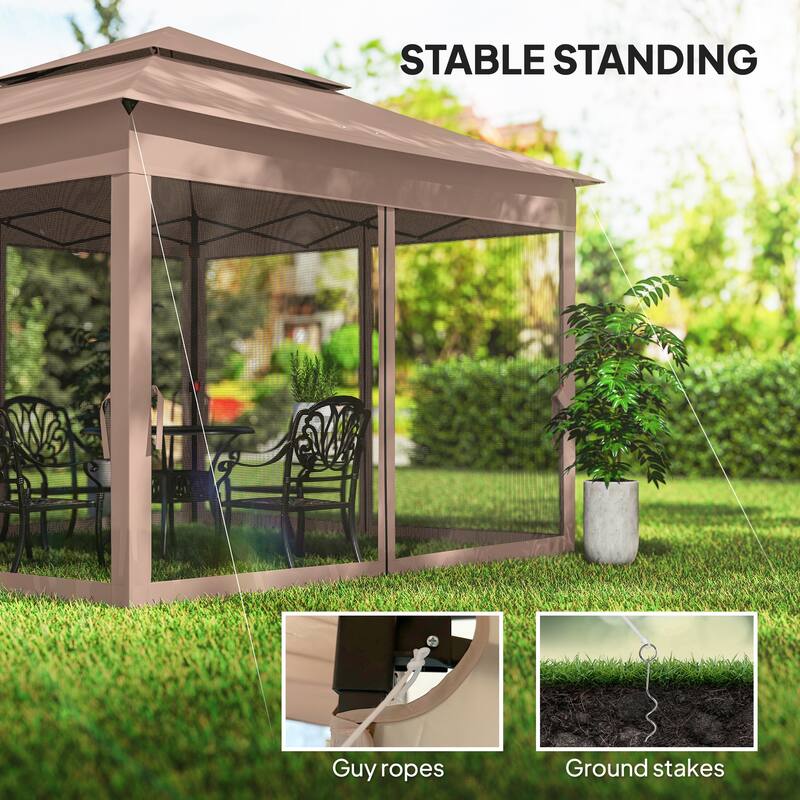 Outsunny 10.7' x 10.7' Pop Up Canopy, Outdoor Patio Gazebo Shelter with Removable Zipper Netting