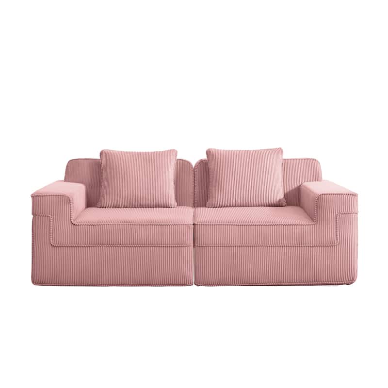 2-Seater Loveseat Boneless Sofa Couch with Deep Seat, Comfortable Modular Sofa Couch with Throw Pillows
