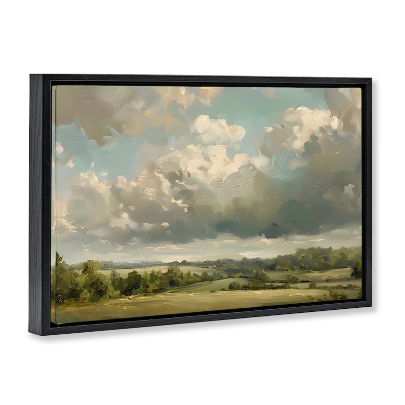 Stupell Sunlit Clouds over Countryside Framed Floater Canvas Wall Art Design By LSR Creative Studio