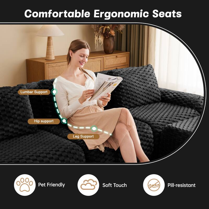 82" Modern L-Shaped Modular Sectional Sofa for Living Room,Flannelette Fabric,Oversized 2-Seater Couch,boneless sofa