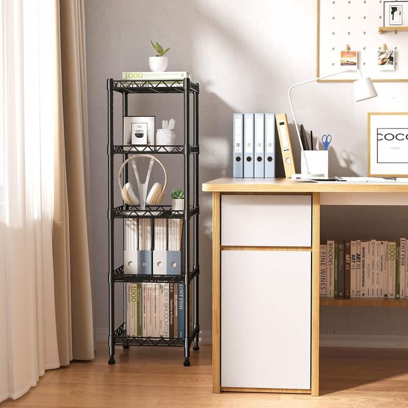 5 Tier Standing Shelving Metal Units - 11.8"D x 11.8"W x 50"H