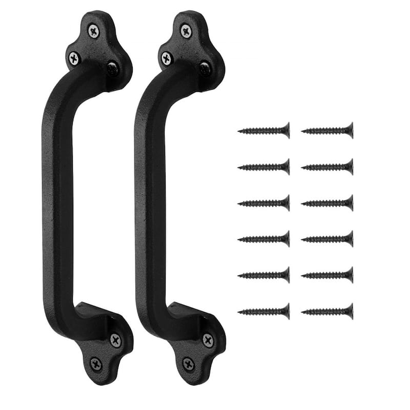 Black Carbon Steel Fence Barn Door Handles Rust-Resistant Grip
