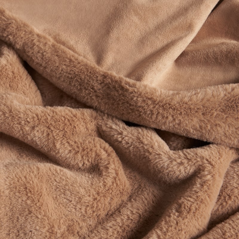 Lucky Brand Solid Synthetic Fur Rabbit 50" x 70" Throw Blanket