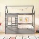 preview thumbnail 14 of 18, Gymax Twin Size House Bed with Trundle Wooden Platform Bed w/ Roof