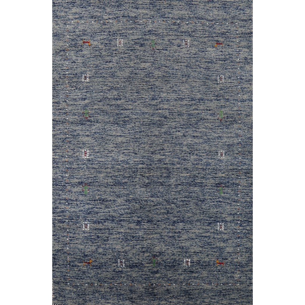 Hand Knotted Oriental 100% Wool Carpet Tribal Stripe Navy Blue & Blues Gabbeh Area Rug - 5' 10'' X 3' 11''