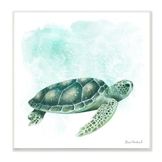 Stupell Speckled Green Sea Turtle Marine Life Painting Wood Wall Art ...