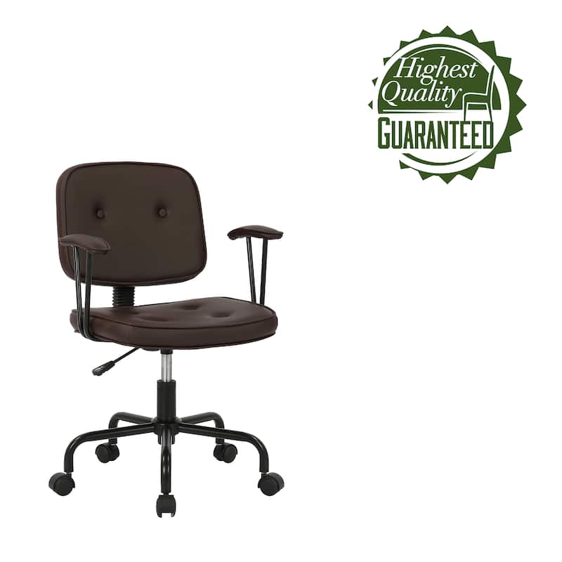 Porthos Home Dario Swivel Office Chair, PU Leather, Roller Metal Base