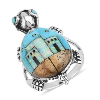 Shop Silver Turquoise Picture Jasper Turtle Ring Southwest ...