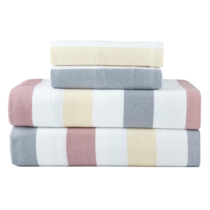Pointehaven Printed Cotton 180 GSM Deep Pocket Oversized Brushed Flannel Sheet Set