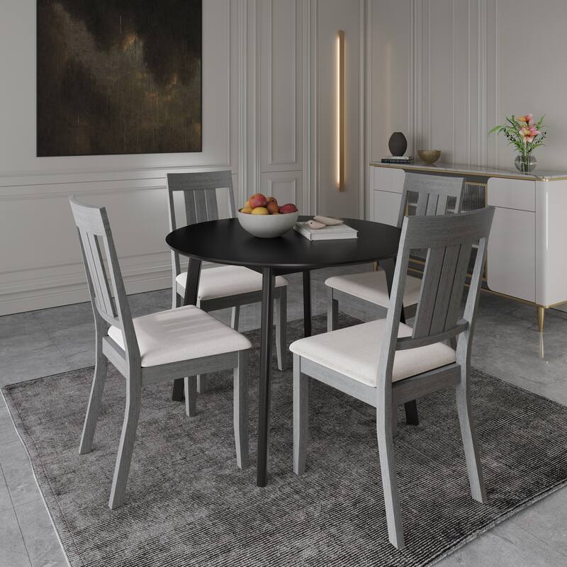 CraftPorch Classic 4-Piece Chair and Round Table Wooden Dining Set