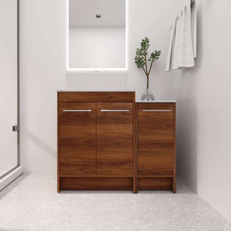 BNK 24/36/48/60 Inch Bathroom Vanity with Sink, Freestanding Bathroom Vanity with Soft Close Doors and Adjustable Shelf - 36"x18" - BRE110
