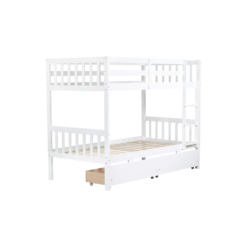 Twin Bunk Bed with 2 Storage Drawers and Convertible to 2 Standalone Beds (250lb Capacity)