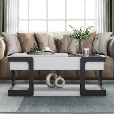 DH BASIC Contemporary White 49-inch Lift-top Coffee Table by Denhour