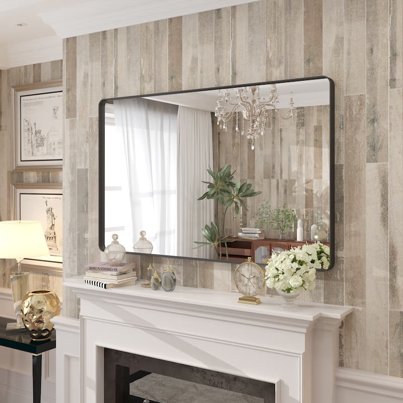 Bathroom Vanity Mirror with Aluminum Alloy Framed, Tempered Glass, Wall Mounted - 44x32