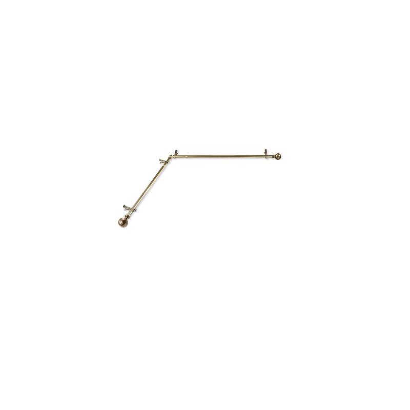 Curtain Rods Hardware Set - Steel Rods, Resin Finials, Corner Connectors - Antique Brass Finish - M