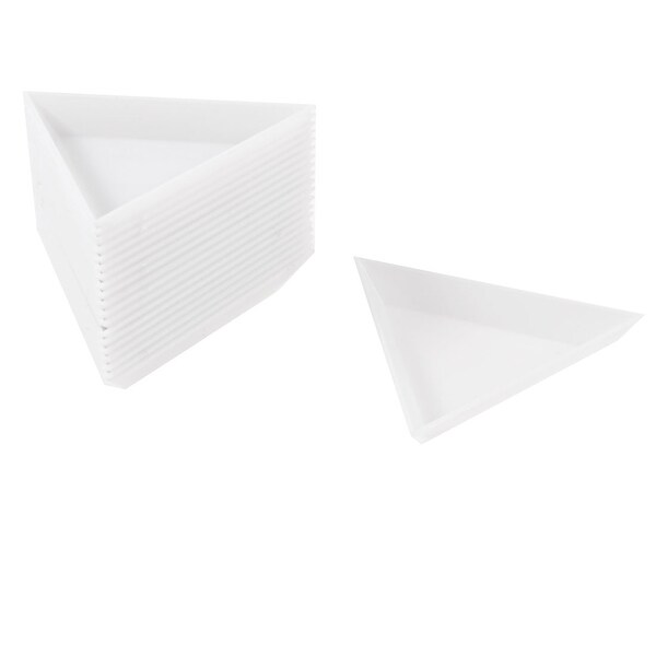 20 Pcs White Plastic Triangle Dish Small Components Collect Plate
