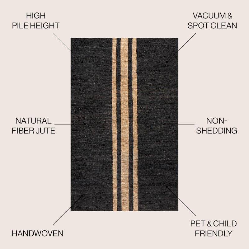 JONATHAN Y Zolak Rustic Beach House Wide Ticking Stripe Jute Rug
