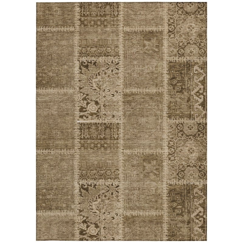 HomeRoots Patchwork Transitional Rectangle Outdoor Rug