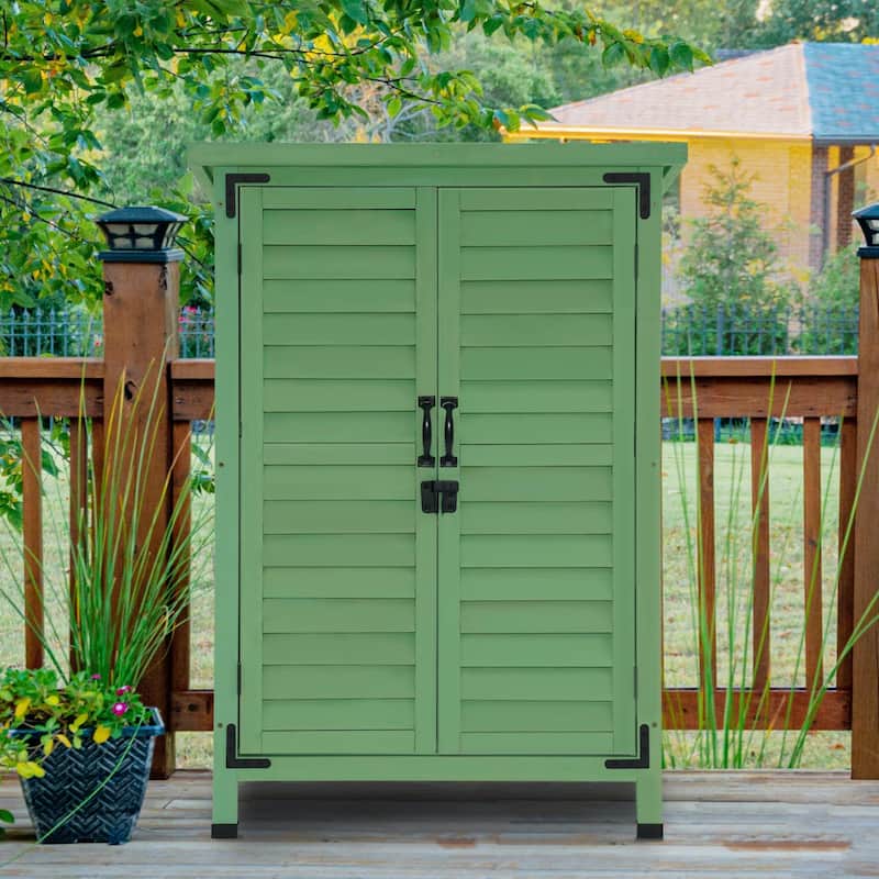 MCombo Small Outdoor Storage Cabinet Shed with Double Doors (24.6" x 18.3" x 38.2"), Wooden 0985