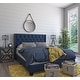 preview thumbnail 28 of 43, Bardy Upholstered Button-tufted Wingback Bed - Queen or King Blue Velvet - Queen