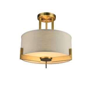 Transitional 3 Light Antique Brass Flush Mount