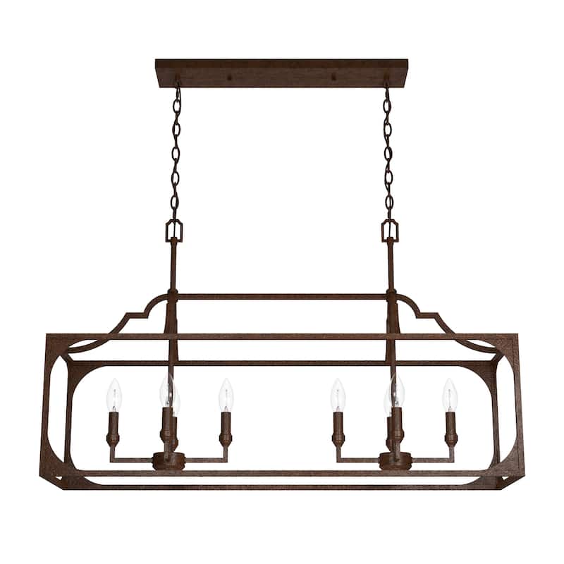 Hunter Highland Hill 8-Light Linear Chandelier - Dining Room Table - Farmhouse, Rustic