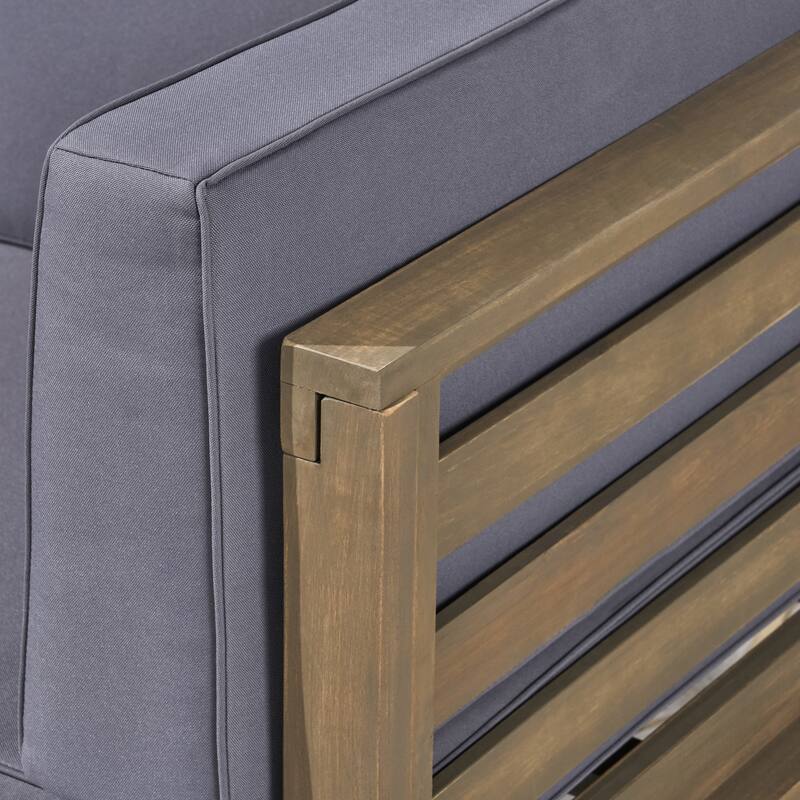 Malawi Outdoor 12-Piece U-Shaped Acacia Wood Sectional Sofa Set with Fire Pit by Christopher Knight Home